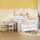 Twin Size Loft Bed with Writing Desk and 4 Drawers