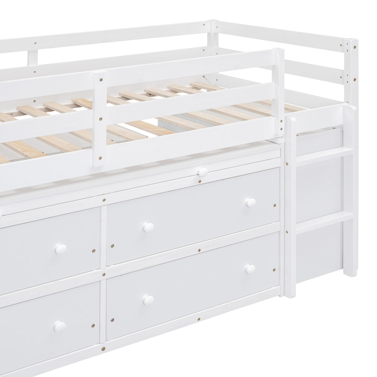 Twin Size Loft Bed with Writing Desk and 4 Drawers
