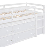 Twin Size Loft Bed with Writing Desk and 4 Drawers