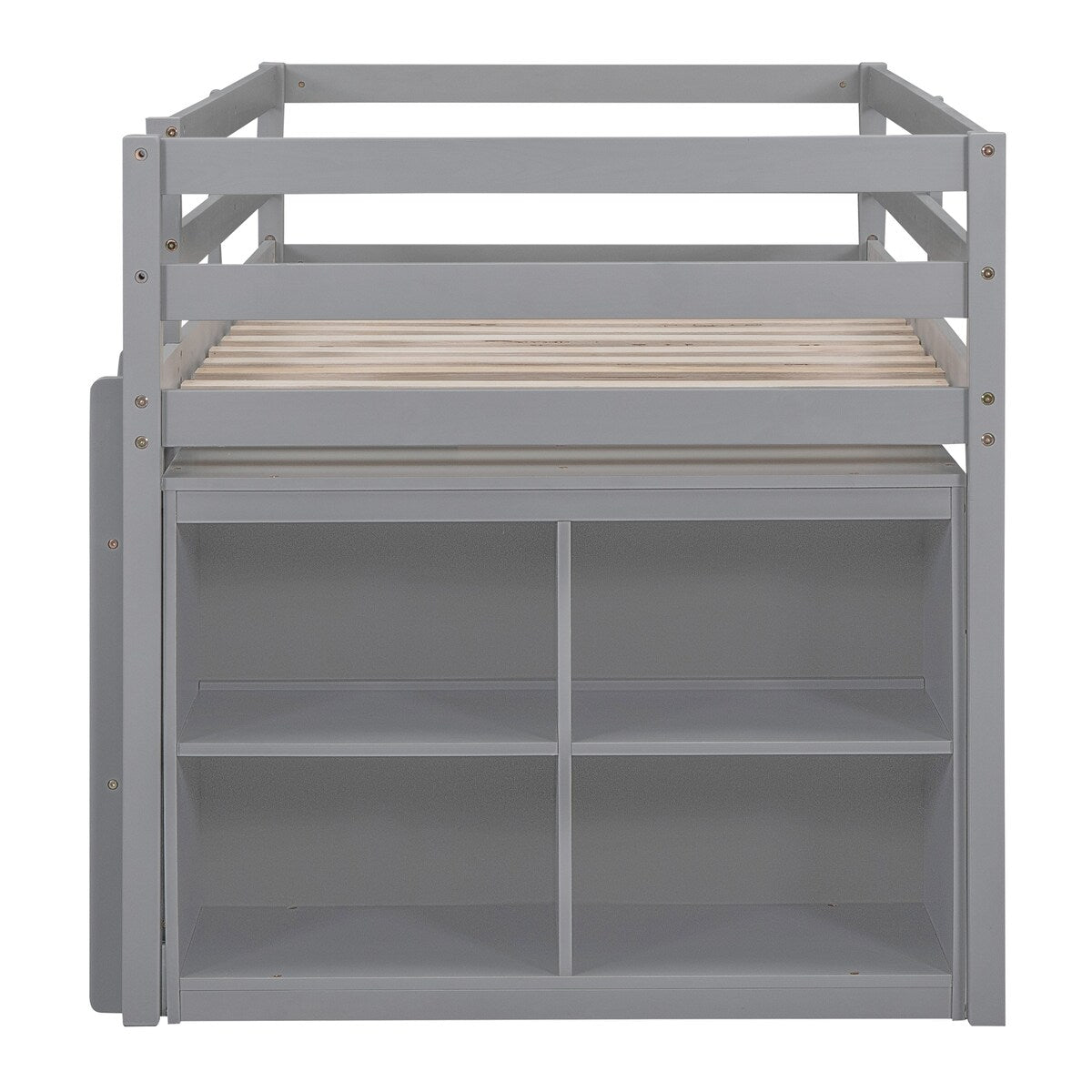 Twin Size Loft Bed with Writing Desk and 4 Drawers
