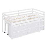 Twin Size Loft Bed with Writing Desk and 4 Drawers