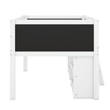Twin Size Low Loft Bed with Two Movable Shelves and Ladder