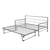 Twin Size Metal Daybed with Adjustable Pop-up Trundle(Same Height as Bed)