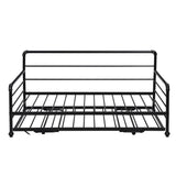 Twin Size Metal Daybed with Adjustable Pop-up Trundle(Same Height as Bed)