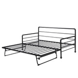 Twin Size Metal Daybed with Adjustable Pop-up Trundle(Same Height as Bed)