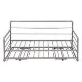 Twin Size Metal Daybed with Adjustable Pop-up Trundle(Same Height as Bed)