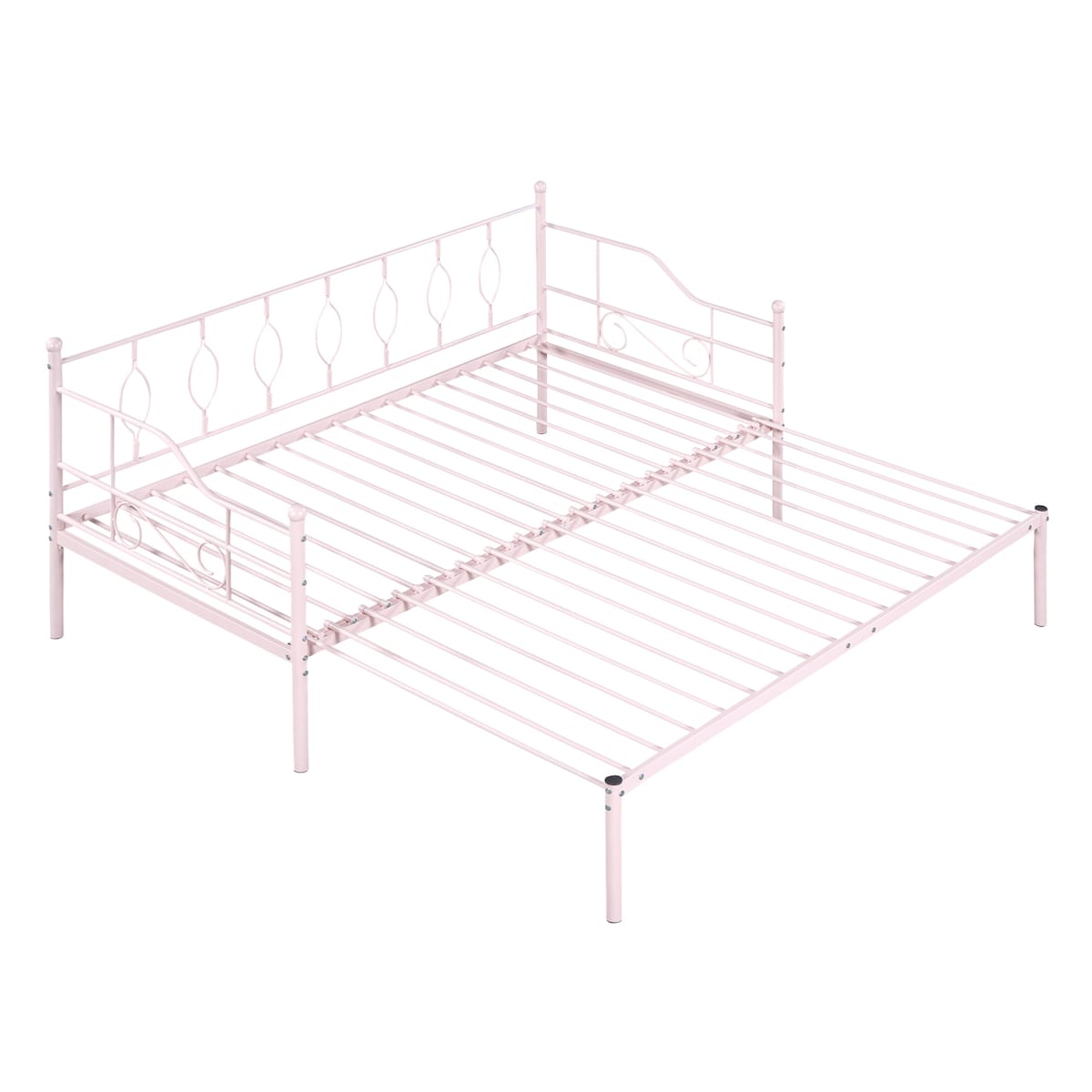 Twin Size Metal Daybed with Trundle, Daybed with Slat No Box required