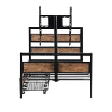 Twin Size Metal Platform Bed with Rotatable TV Stand