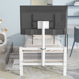 Twin Size Metal Platform Bed with Rotatable TV Stand