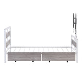 Twin Size Metal Platform Bed with Rotatable TV Stand