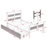 Twin Size Metal Platform Bed with Rotatable TV Stand
