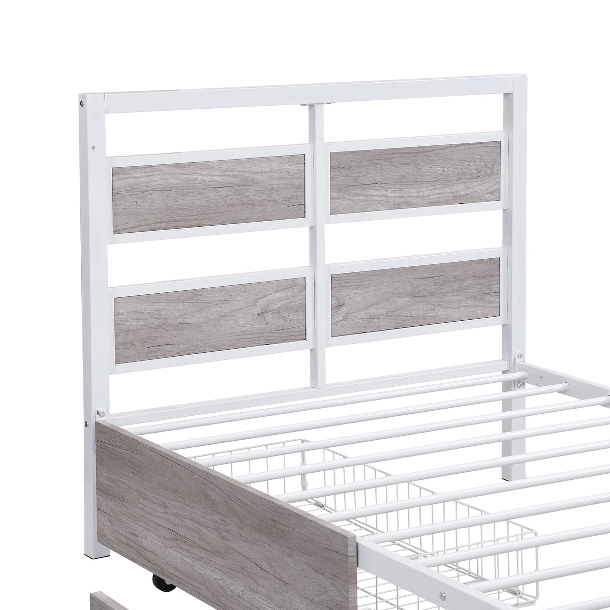 Twin Size Metal Platform Bed with Rotatable TV Stand