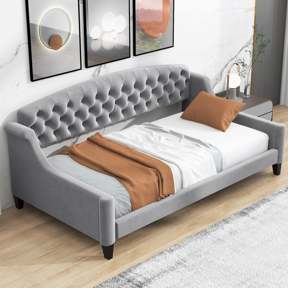 Twin Size Modern Luxury Tufted Button Daybed Upholstered Twin Daybed