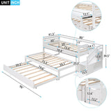 Twin Size Multi-Function Daybed w/Double Trundle,Flexible Desk & Storage Staircase,Wooden Daybed for Kids