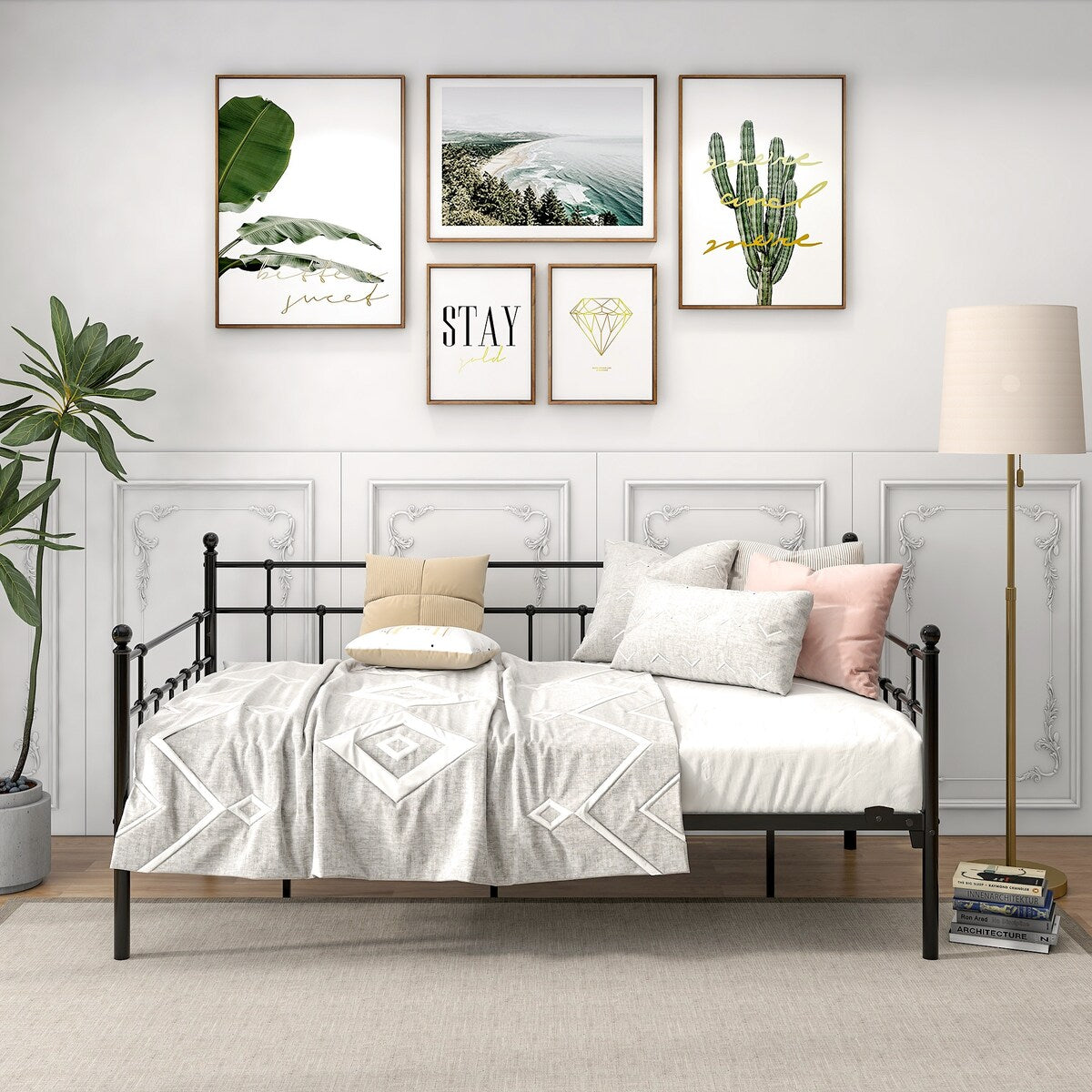 Twin Size Multifunctional Metal Platform with Headboard