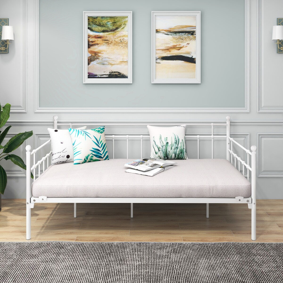 Twin Size Multifunctional Metal Platform with Headboard