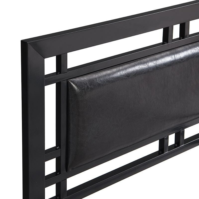 Twin Size Platform Bed Metal Frame Square Headboard Modern Sturdy