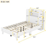 Twin Size Platform Bed with Storage Headboard,Multiple Storage Shelves