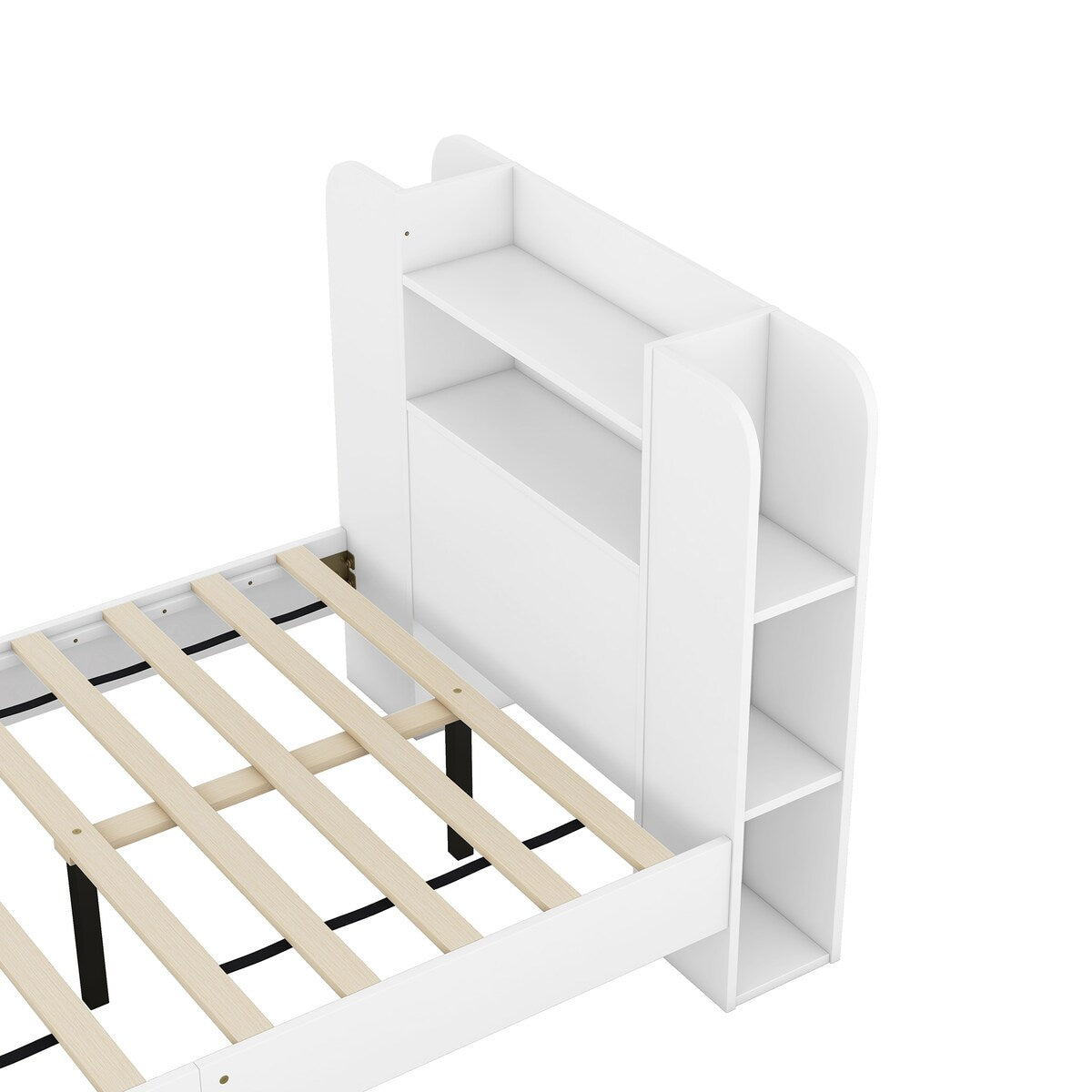 Twin Size Platform Bed with Storage Headboard,Multiple Storage Shelves