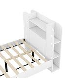 Twin Size Platform Bed with Storage Headboard,Multiple Storage Shelves