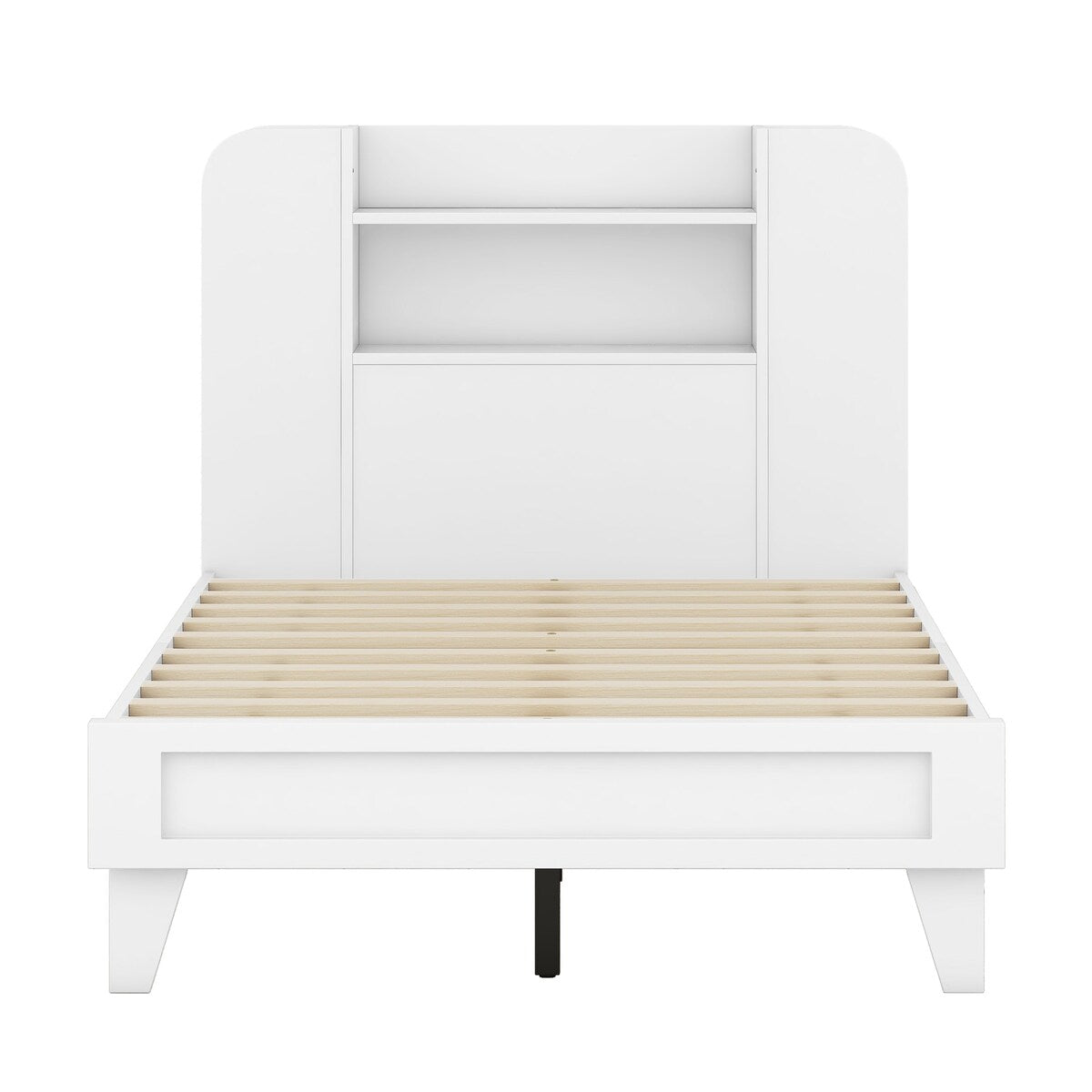 Twin Size Platform Bed with Storage Headboard,Multiple Storage Shelves