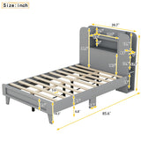 Twin Size Platform Bed with Storage Headboard,Multiple Storage Shelves