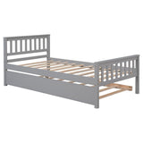 Twin Size Platform Bed with Trundle, No Box Spring Needed