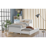 Twin Size Platform Bed with Twin Size Trundle, Solid Wood Slats Support