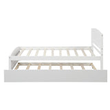 Twin Size Platform Bed with Twin Size Trundle, Solid Wood Slats Support