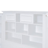 Twin Size Platform Bed with Vertical All-in-One Cabinet, Wooden Bed with 4 Storage Drawers on each side for Bedroom, Grey
