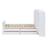 Twin Size Platform Bed with Vertical All-in-One Cabinet, Wooden Bed with 4 Storage Drawers on each side for Bedroom, Grey