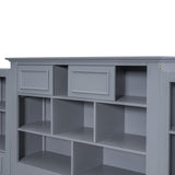 Twin Size Platform Bed with Vertical All-in-One Cabinet, Wooden Bed with 4 Storage Drawers on each side for Bedroom, Grey