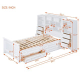 Twin Size Platform Bed with Vertical All-in-One Cabinet, Wooden Bed with 4 Storage Drawers on each side for Bedroom, Grey