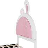 Twin Size Rabbit Shaped Upholstered Platform Bed with Wood Frame