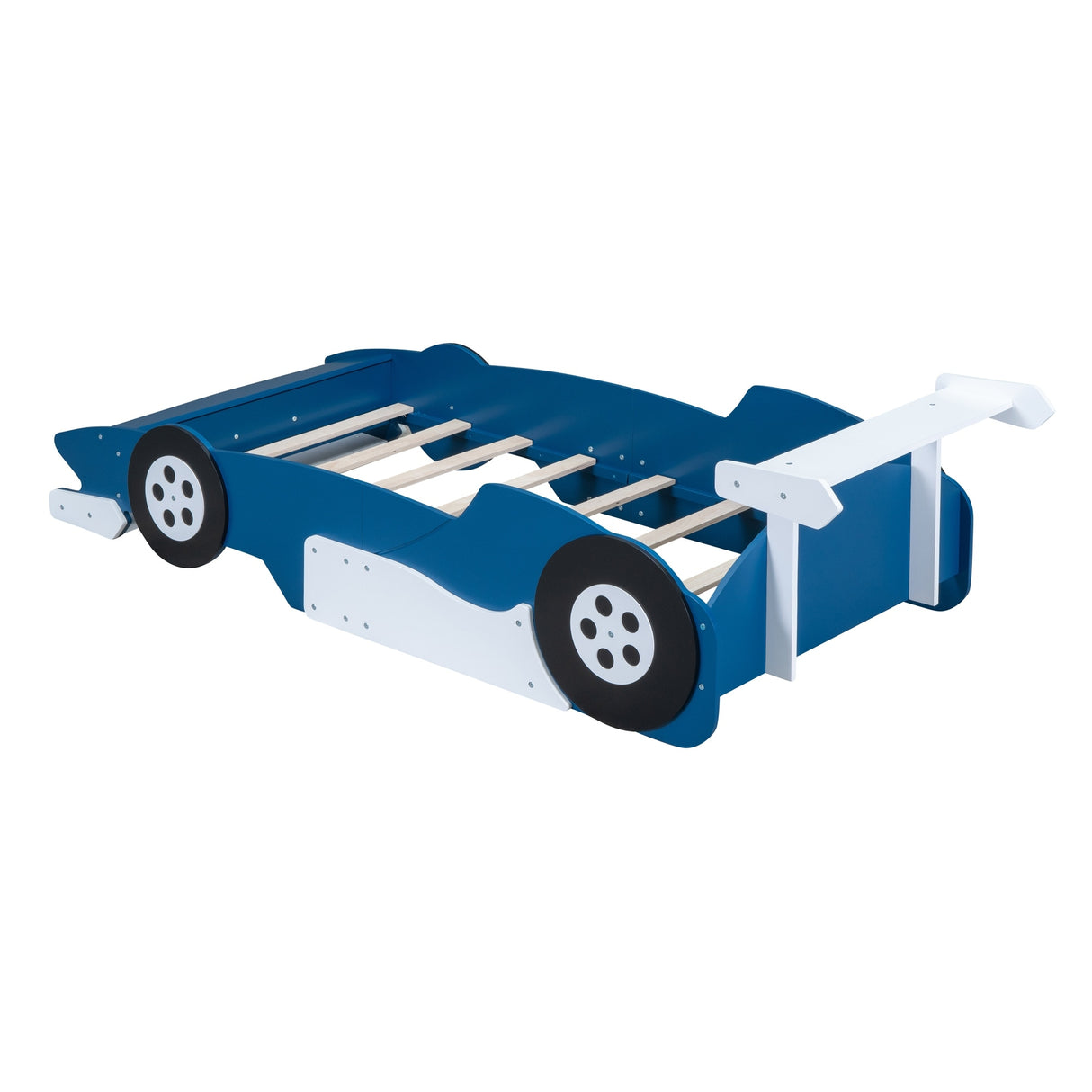 Twin Size Race Car-Shaped Platform Bed with Wheels