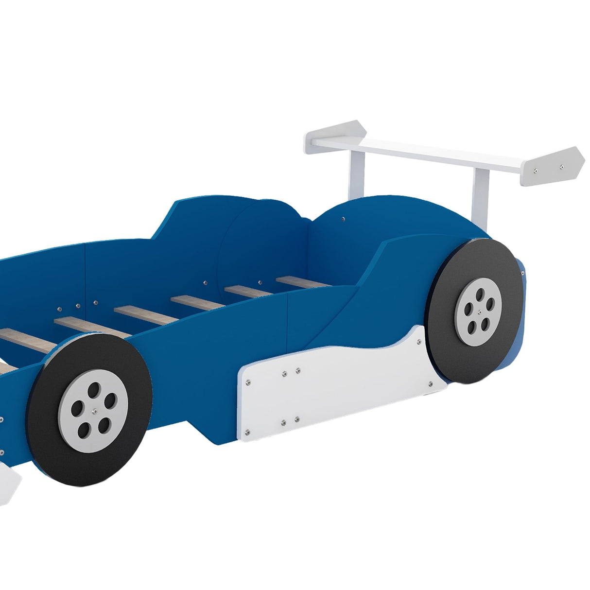 Twin Size Race Car-Shaped Platform Bed with Wheels