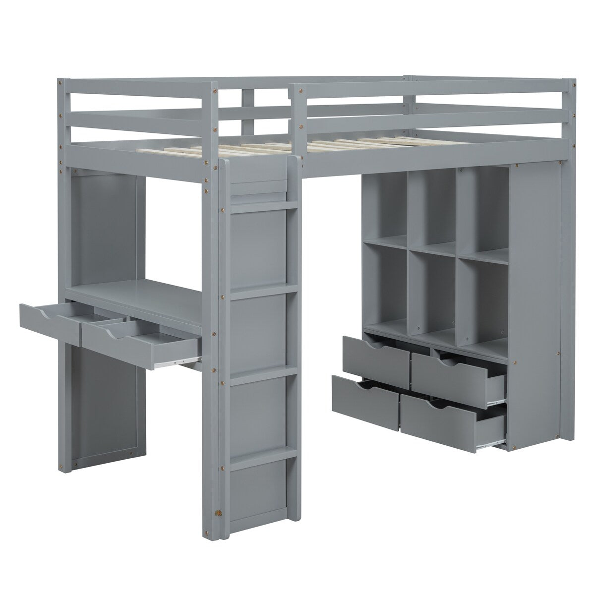Twin Size Simple Style Storage Desk Loft Bed