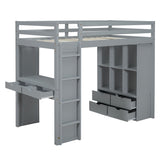 Twin Size Simple Style Storage Desk Loft Bed