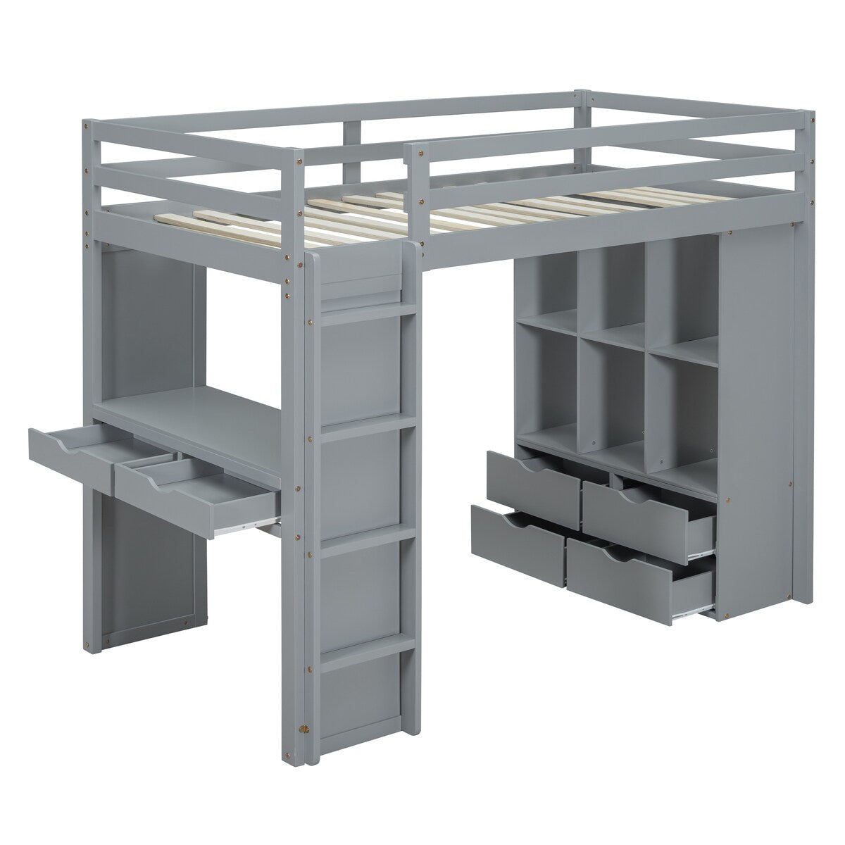 Twin Size Simple Style Storage Desk Loft Bed