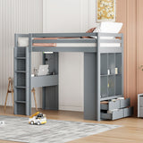 Twin Size Simple Style Storage Desk Loft Bed