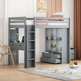 Twin Size Simple Style Storage Desk Loft Bed