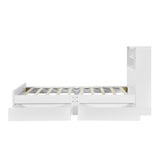 Twin Size Storage Platform Bed Frame with 4 Open Storage Shelves and 2 Storage Drawers