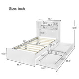 Twin Size Storage Platform Bed Frame with 4 Open Storage Shelves and 2 Storage Drawers