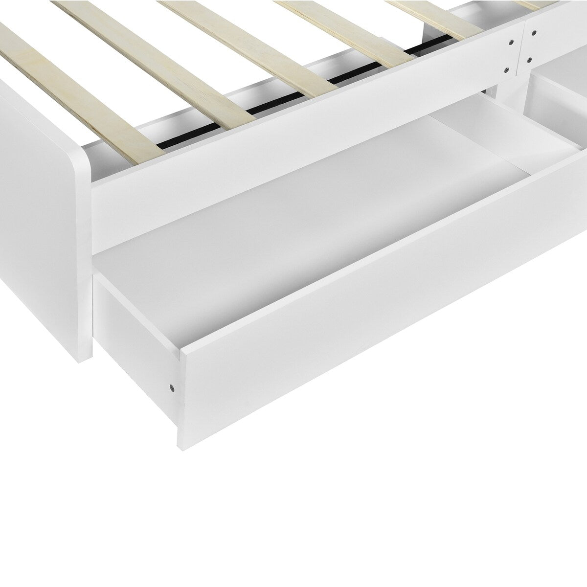 Twin Size Storage Platform Bed Frame with 4 Open Storage Shelves and 2 Storage Drawers