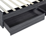 Twin Size Storage Platform Bed Frame with 4 Open Storage Shelves and 2 Storage Drawers