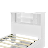 Twin Size Storage Platform Bed Frame with 4 Open Storage Shelves and 2 Storage Drawers