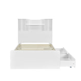 Twin Size Storage Platform Bed Frame with 4 Open Storage Shelves and 2 Storage Drawers