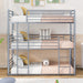 Twin Size Triple Bunk Bed with Built-in Ladder, Divided into 3 Separate Beds