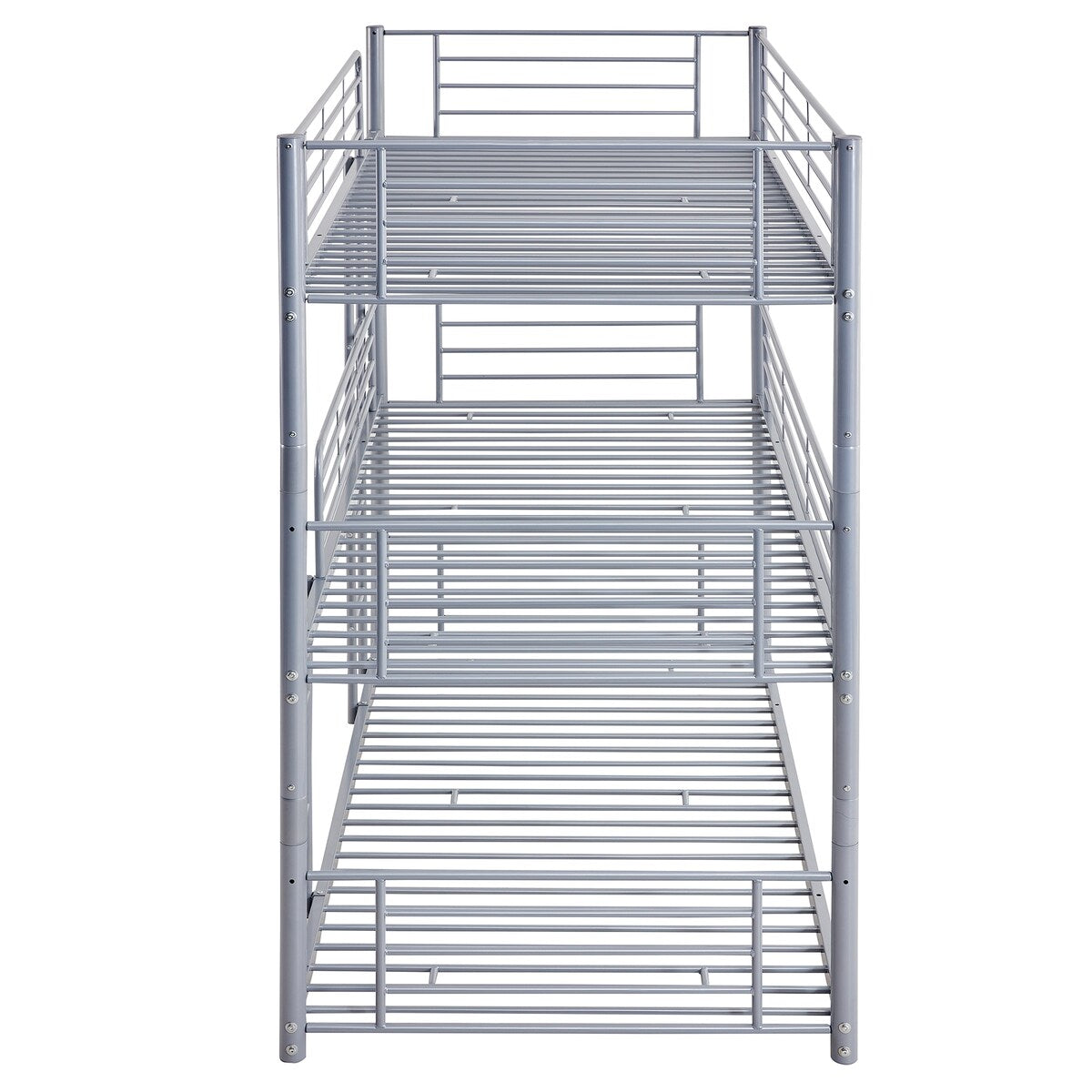 Twin Size Triple Bunk Bed with Built-in Ladder, Divided into 3 Separate Beds