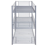 Twin Size Triple Bunk Bed with Built-in Ladder, Divided into 3 Separate Beds